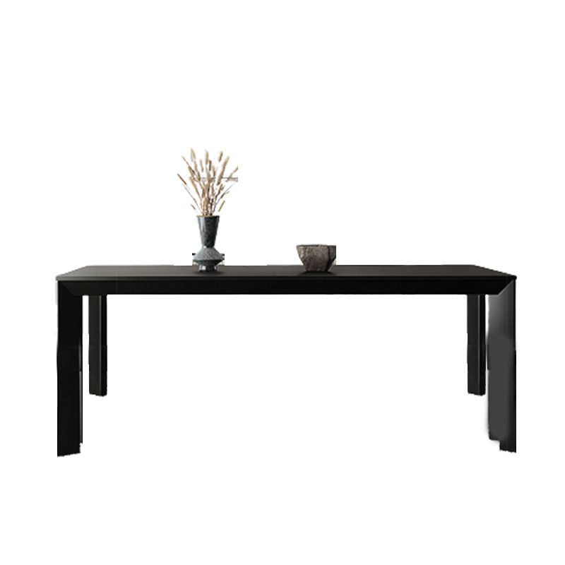 Rectangle Black Base Dining Table Modern Pine Wood Table for Kitchen Living Room