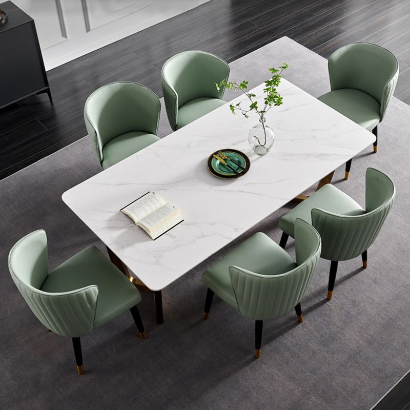 Glam Style Armless Side Chairs Wooden Chair with Wood Legs for Kitchen