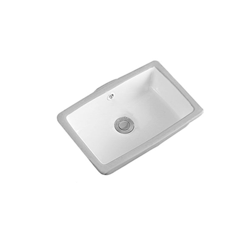 Modern Undermount Vanity Sink Rectangular Porcelain with Overflow Vessel Sink
