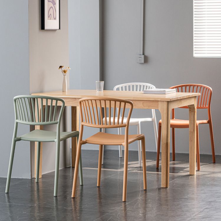 Chaise de salle à manger en plastique de Style nordique, chaise latérale à dossier à lattes pour usage domestique