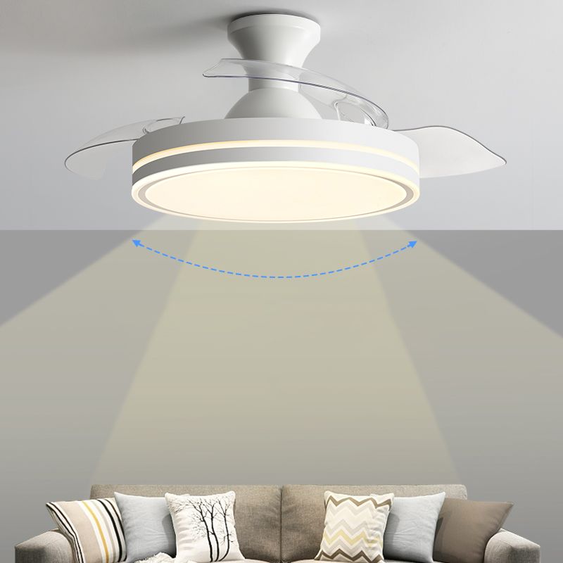 Round Ceiling Fan Light Kids Style Metal 1 Light Ceiling Fan Lamp for Living Room