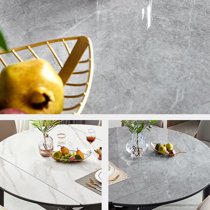 Sintered Stone Dining Table Round Drop-Leaf Dinner Table for Dining Room