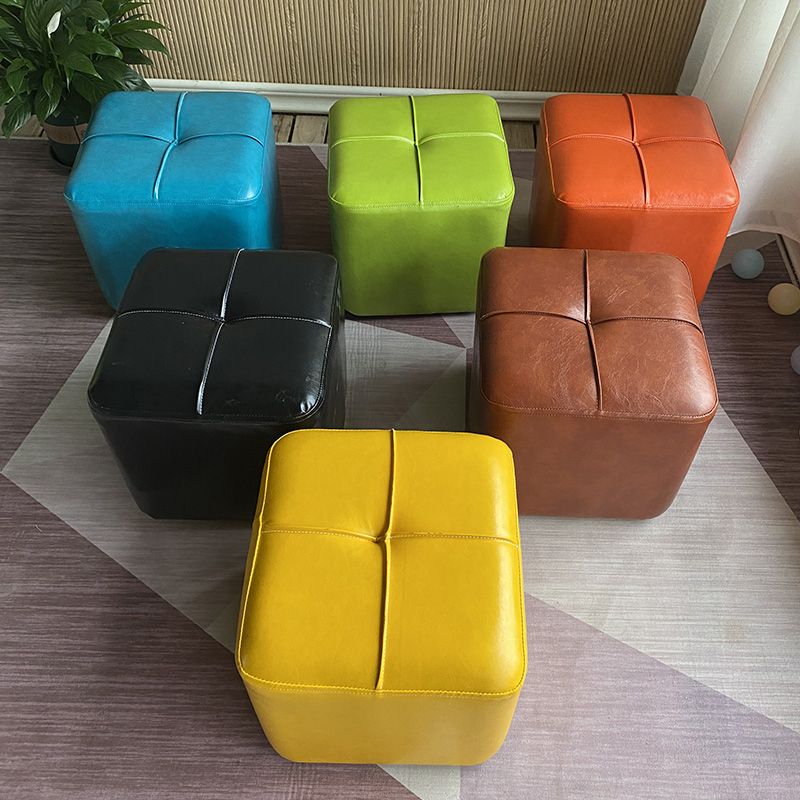 Modern Leather Pouf Stain Resistant Square Pouf for Living Room
