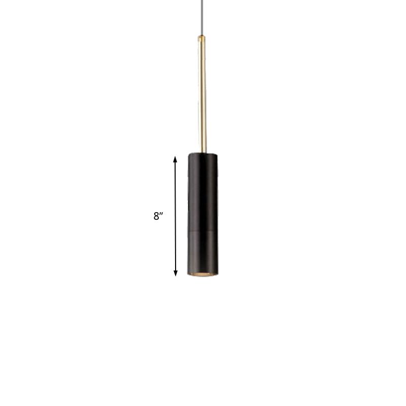 Black/White Cylinder Hanging Light Minimalist Metal LED Pendant Light for Living Room in Warm/White with Adjustable Cord