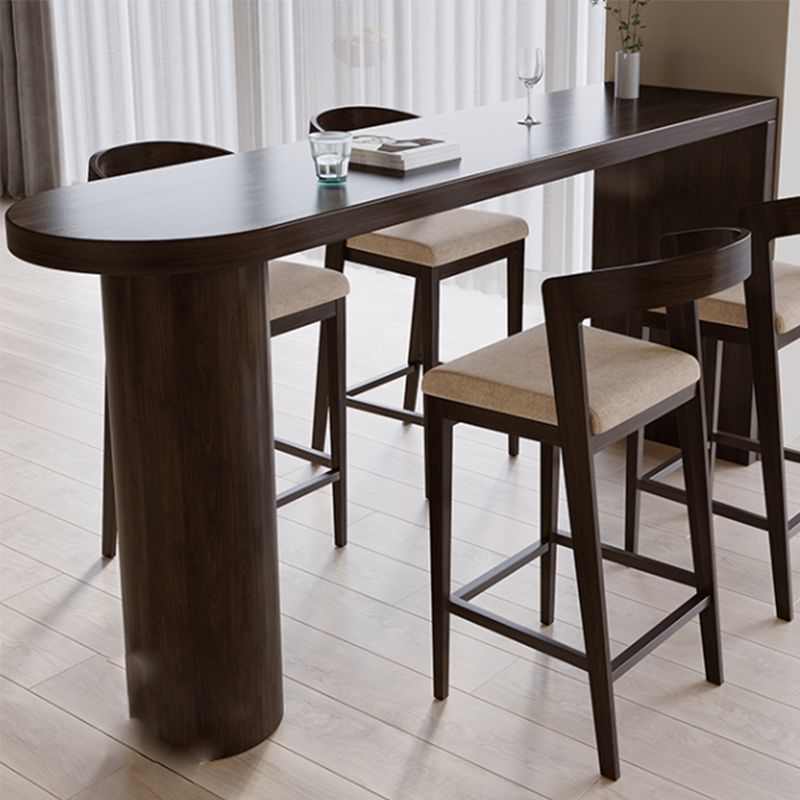 Modern Bar Table Solid Wood Bar Dining Table with Double Pedestal