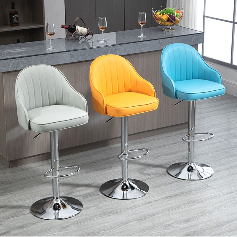 Sgabello da bar in stile industriale con sedile in pelle di piedistallo in metallo per bar da cucina