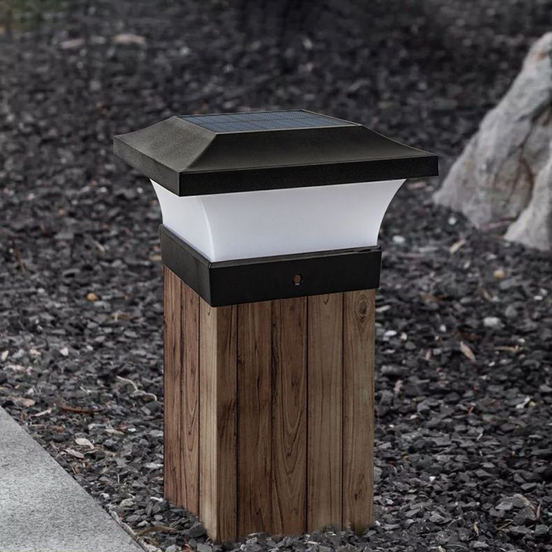 Black Contemporary Metal Pillar Lamp Square Shape Outdoor Waterproof Light
