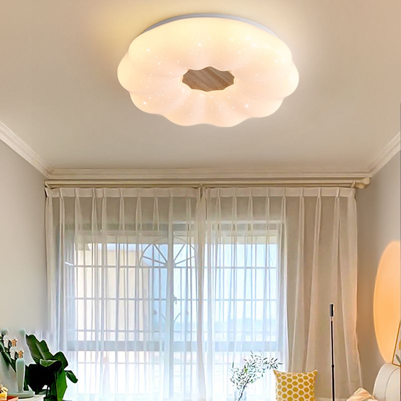 LED Ceiling Light Wooden Ceiling Mount Light with Acrylic Shade for Living Room