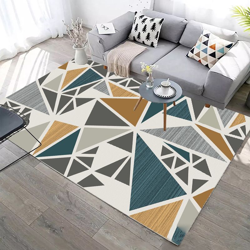 Nordic Rug Geometric Area Carpet Polyester Washable Rug for Living Room, Office