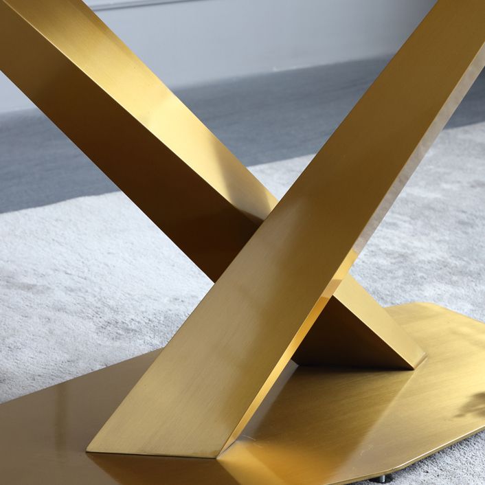 Sintered Stone Dining Table Luxury Style Pedestal Table for Dining Room