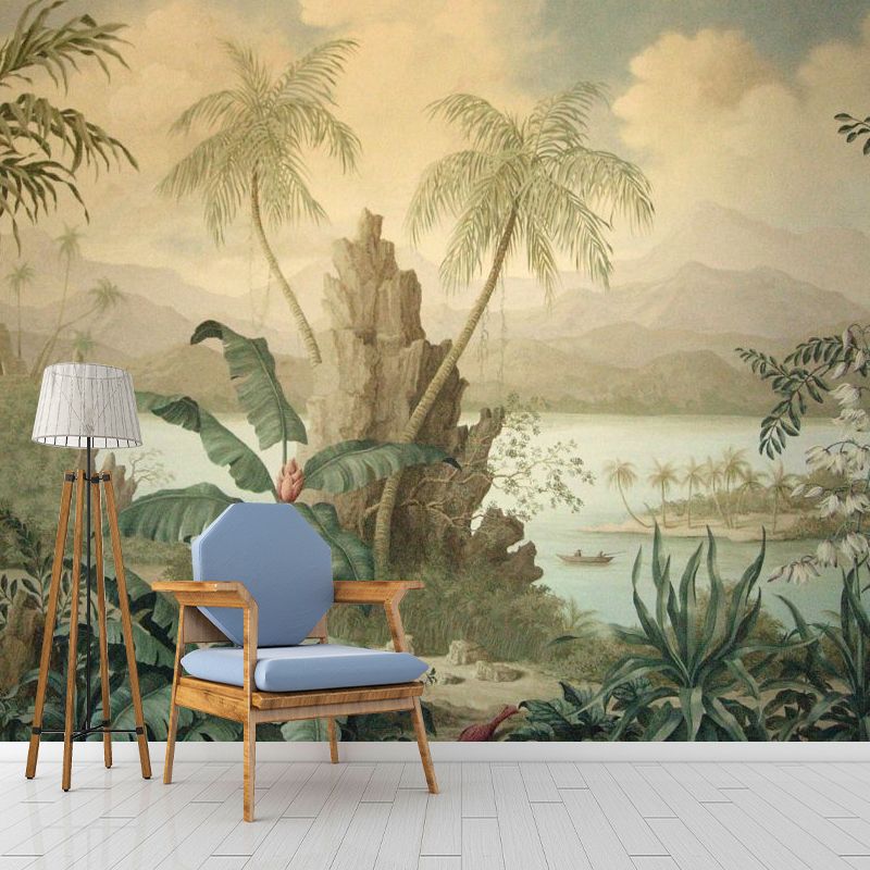 Retro-Wandbilder für Akzentwände, mittelalterlicher Wald in dunkler Farbe, personalisierte Größe erhältlich