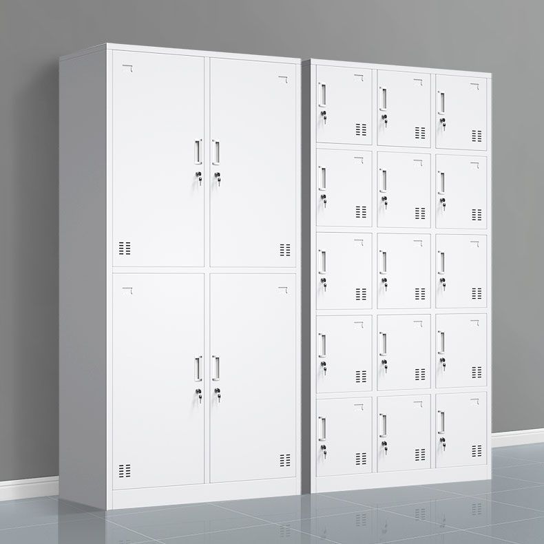 White Hinged Wardrobe Armoire Steel Storage Cabinet for Bedroom