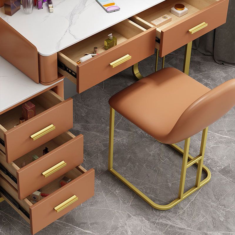 Glam Make-up Vanity With 5 Storage Drawers and Golden Base for Bedroom
