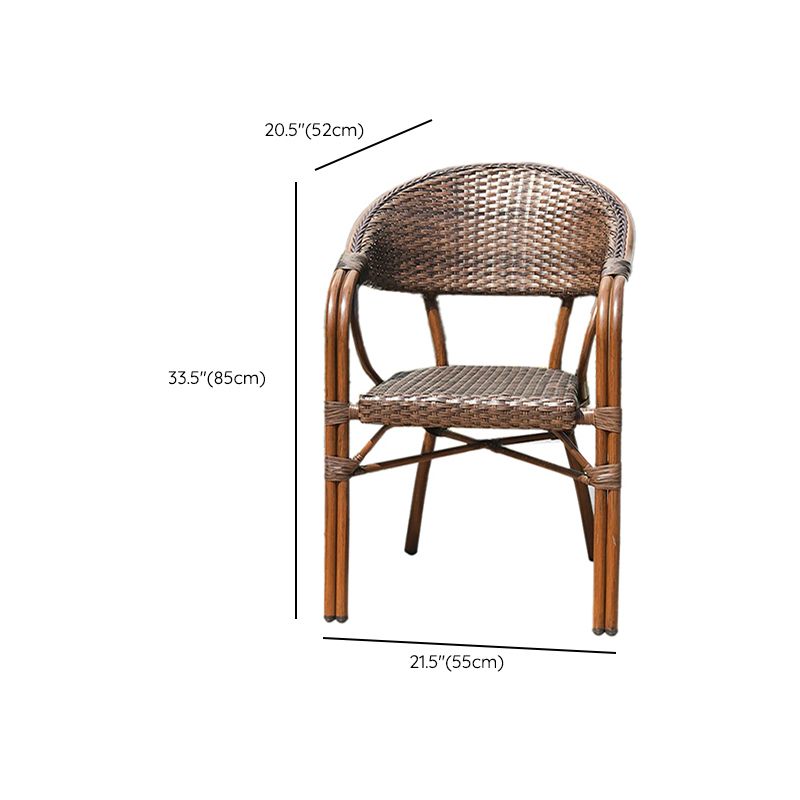 Tropical Rattan Patio Dining Chair Open Back Outdoors Dining Chairs