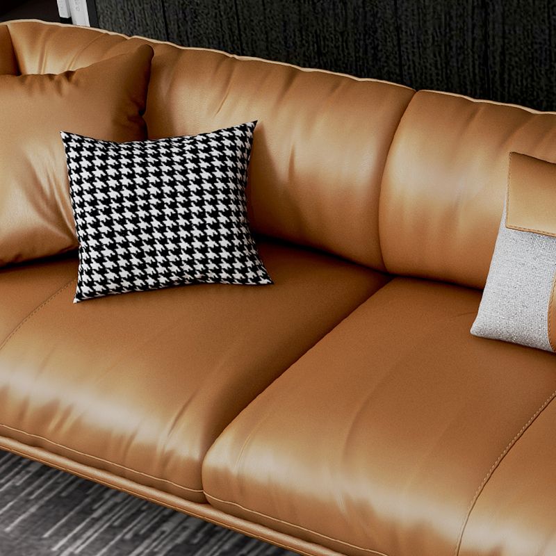 Tan Cushion Back Contemporary Resistente alle macchie divano in pelle genuina