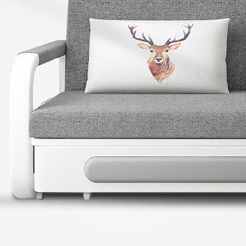 33.46" WideLinen Square Arm Sofa Bed Stain Resistant Convertible Sofa