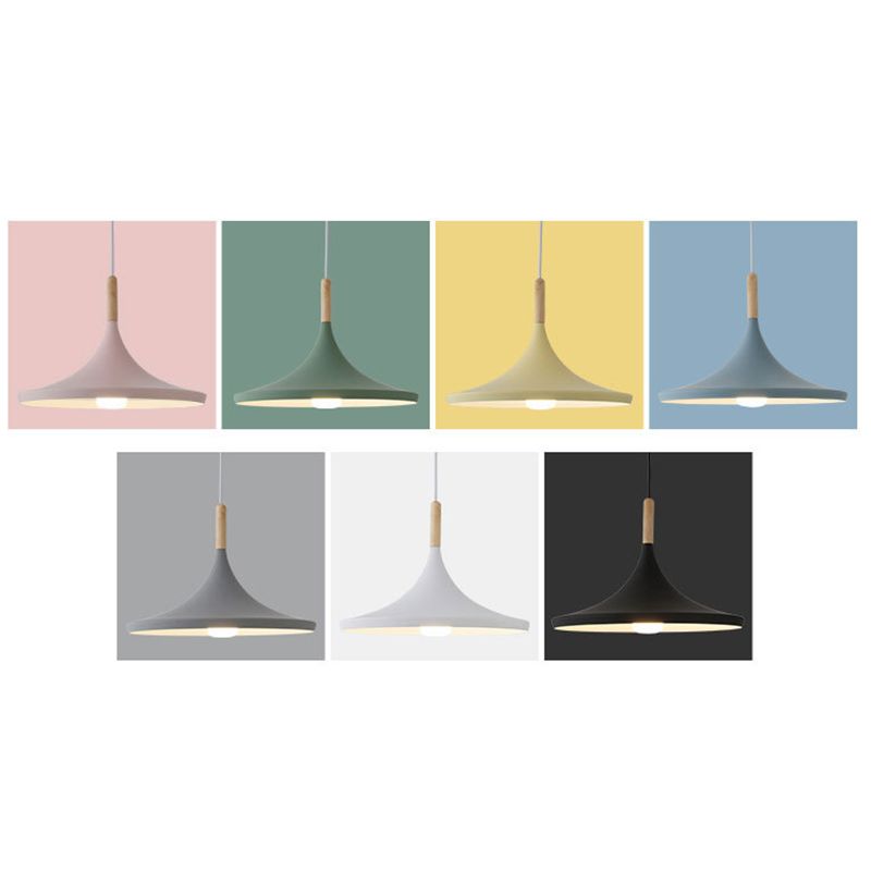 Geometric Metal Pendant Light Fixture Macaron Style 1-Light Hanging Light for Dining Room