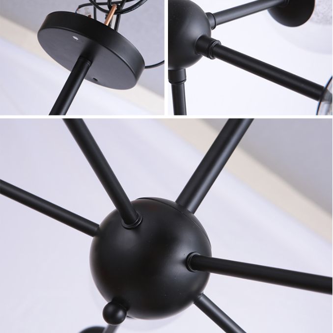 Black Branch Hanging Chandelier Light Modern Clear Glass Shade Ceiling Chandelier for Living Room