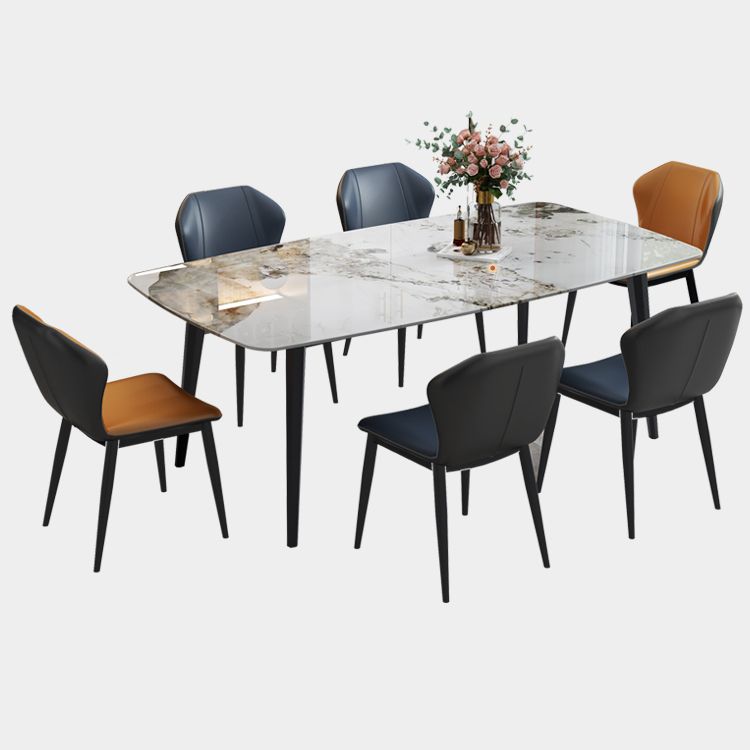Sintered Stone Top Dining Table Rectangle Table with Metal 4 Legs for Restaurant