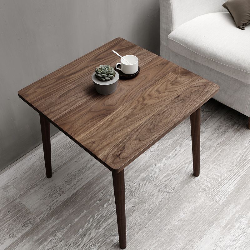 Mesa de comedor cuadrada de madera maciza en tono marrón, mesa industrial de 4 patas para comedor