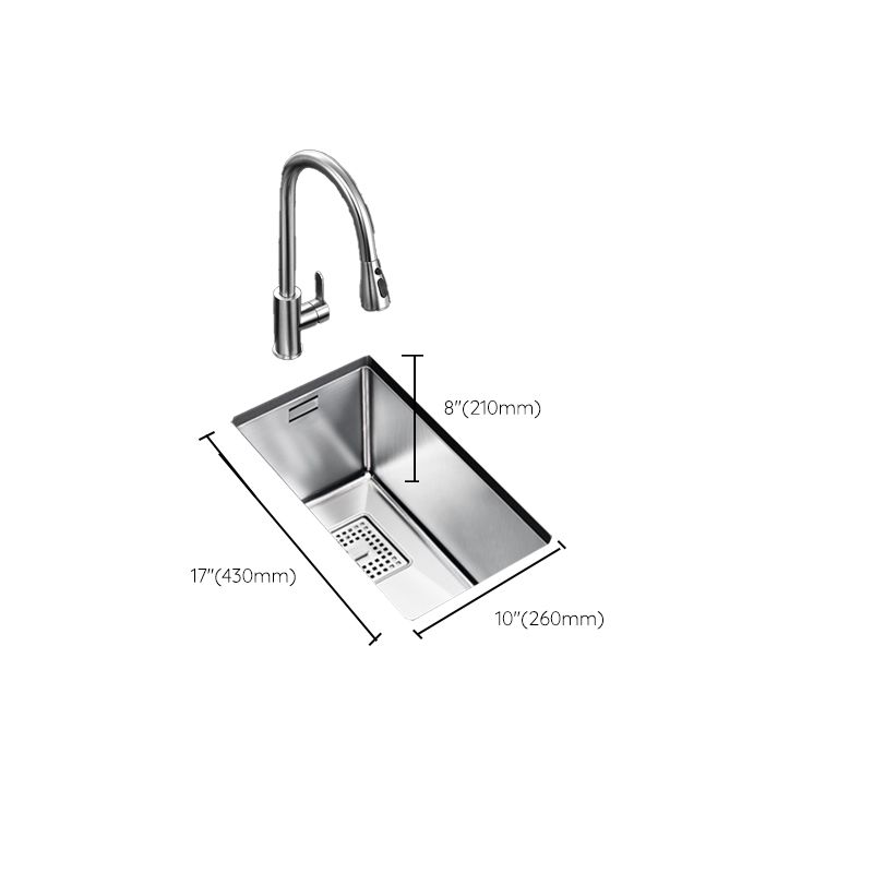 Rectangle Single Bowl Kitchen Sink Stainless Steel Sink with Drain Strainer Kit