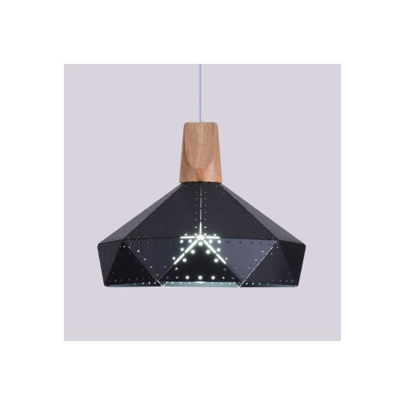 Forma colgante de forma de diamante metálico negro/gris/blanco 1 luz moderna monocromática luz colgante para escalera de cocina