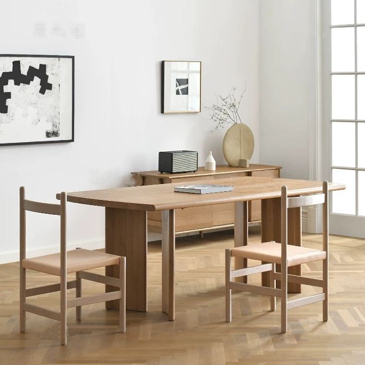 Modern Ash Wood Table for Restaurant Rectangle Dining Table with 4 Legs in Nature