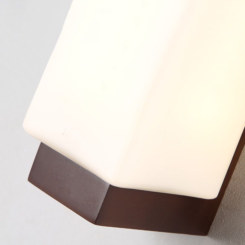 Estilo contemporáneo Luces de apliques de pared geométrica madera y vidrio 1 lámpara de luz