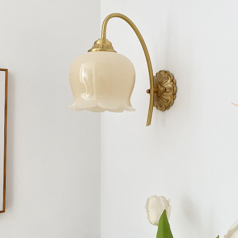 Solid Brass and Resin Wall Sconce in Gold & White 1 - Light Wall Lighting