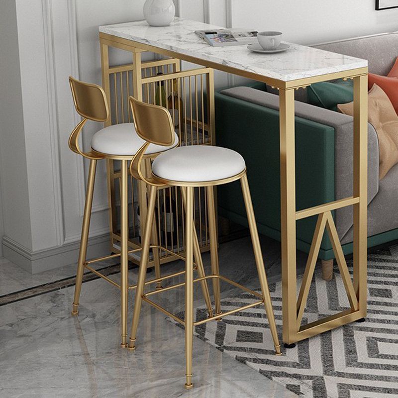 Contemporary Bar Table Stone Top Rectangle Pub Table for Indoor