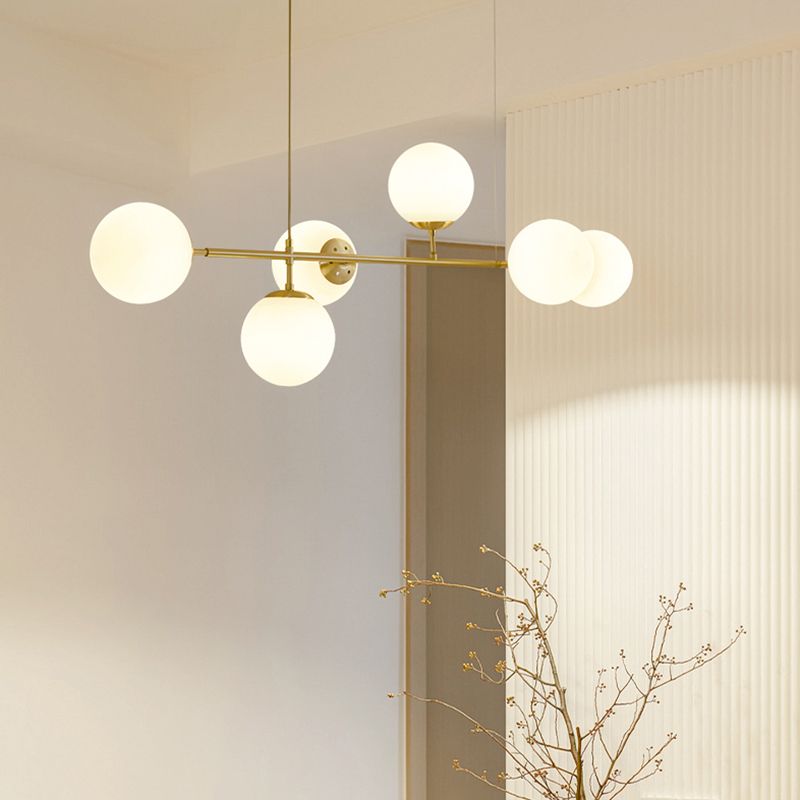 Modern Style Ball Shape Island Pendants Glass Pendant Lights in Gold for Dining Room