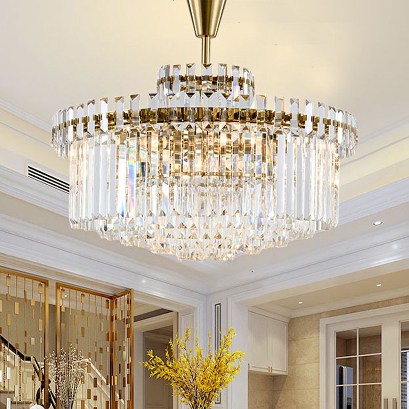 Lumière à lustre en cristal clair