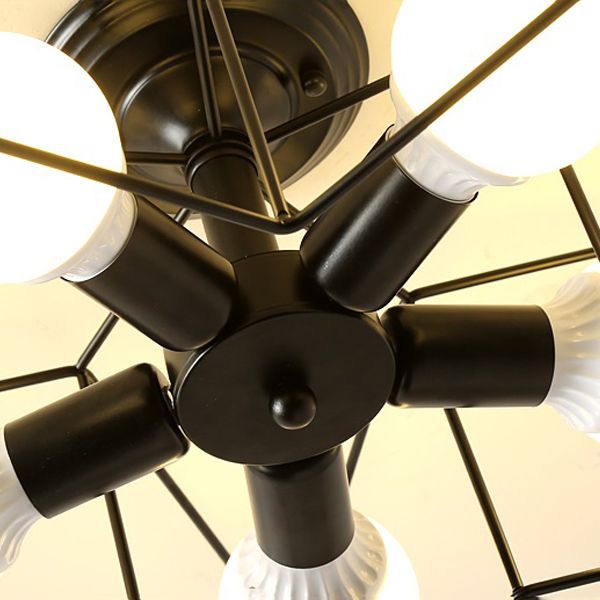 Industrial Star Flush Light Fixture Metal 5 Light Flush Mount Lighting in Black