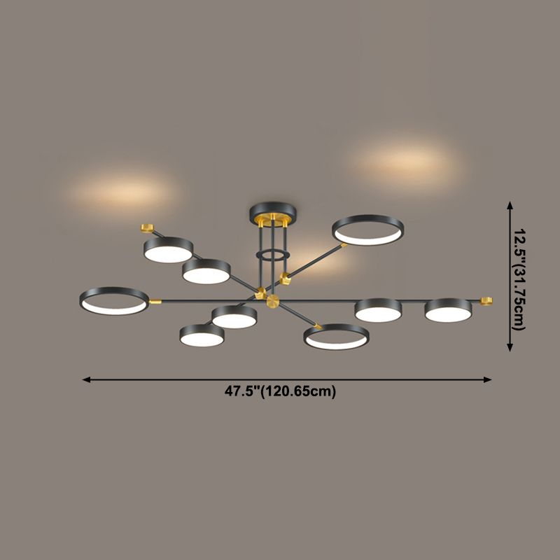 Araña LED moderna anillos múltiples luces de techo colgantes araña de metal orbe de metal