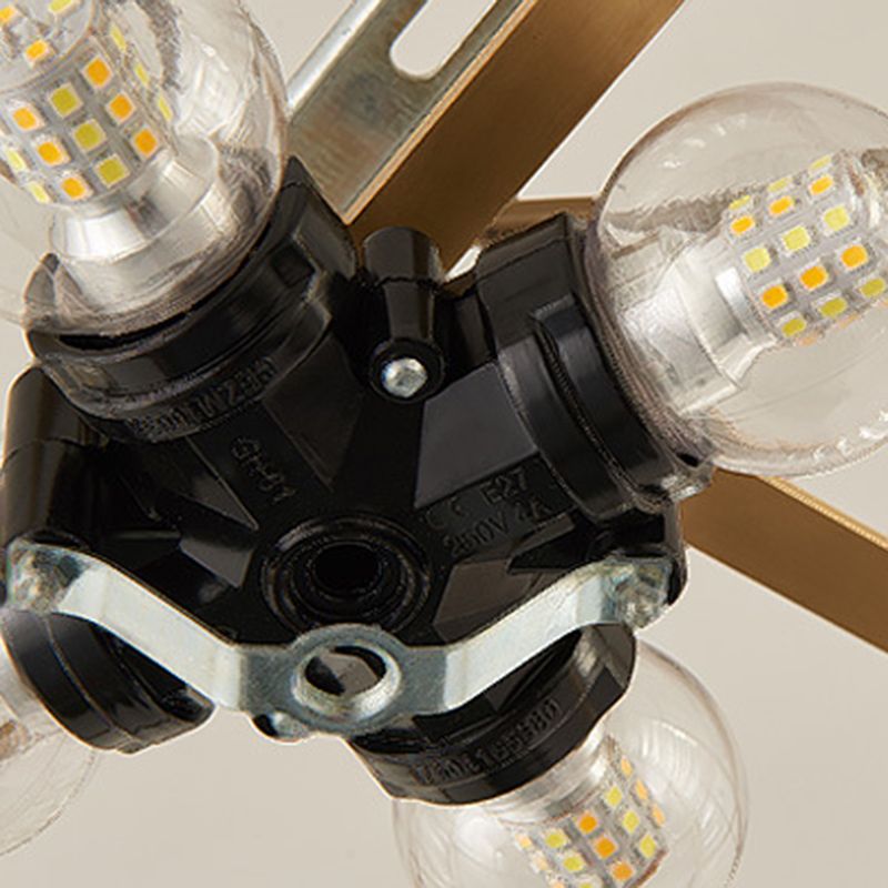 Apparecchio da soffitto in rame dorato in stile coloniale di lusso con montaggio ad incasso circolare in cristallo per camera da letto