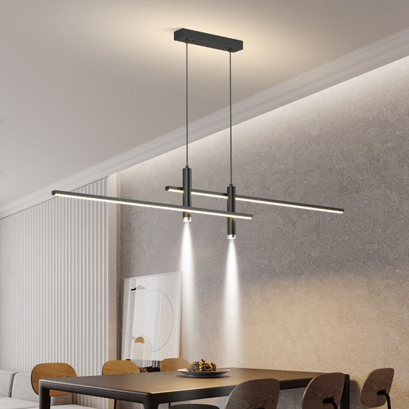 3 Lights Metal Linear Modern Hanging Island Lights for Dining Room