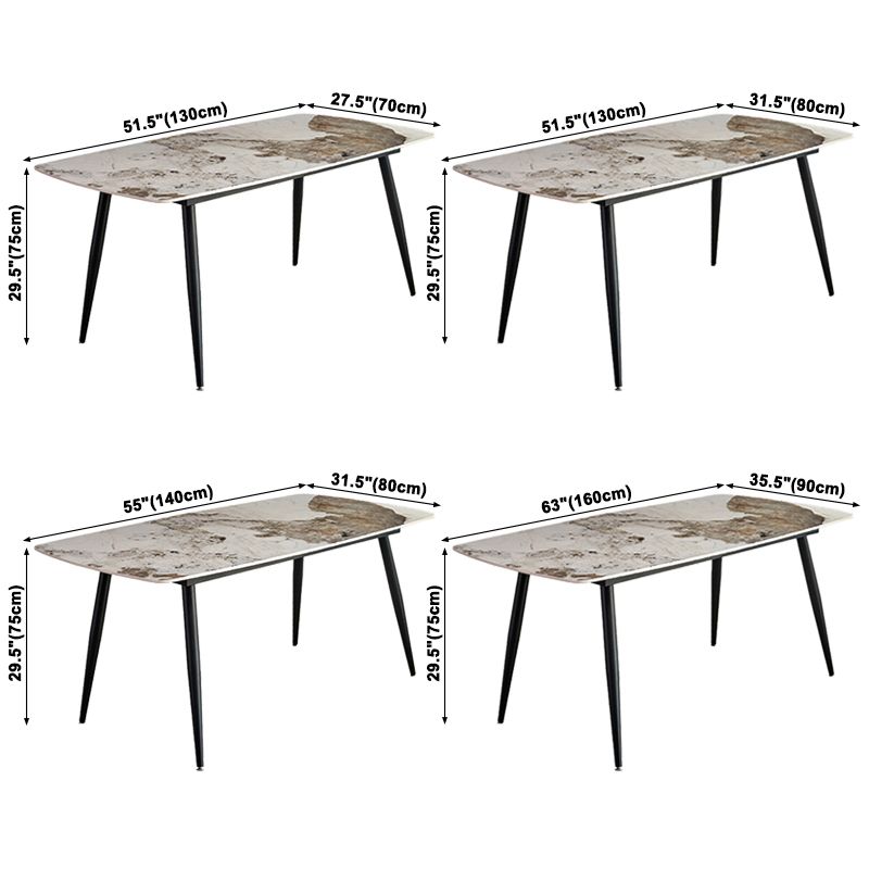 Metal Modern Rectangular Dining Table Sintered Stone Table for Dining Room and Kitchen