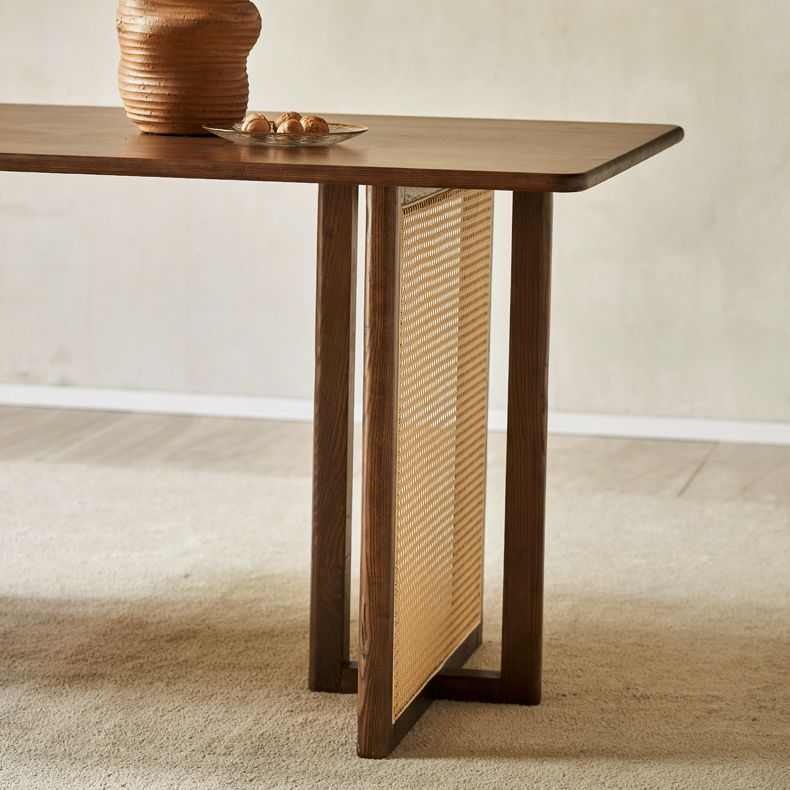 Rectangle Dinette Table Simplicity Style Solid Wood Dinner Room Kitchen Table