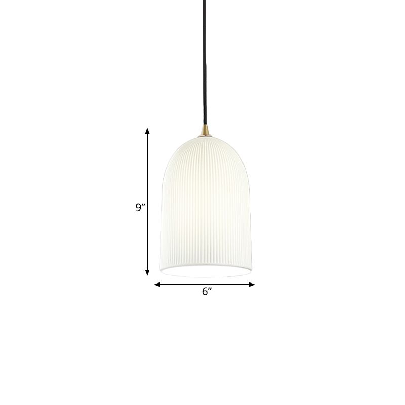 1 Glühbirnenschlafzimmer -Pendel leichter minimalistischer schwarzer Anhänger mit glocken weißer Glasschatten