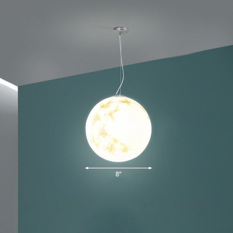 Decorative 1-Light Ceiling Pendant White Moon Hanging Light with Acrylic Shade for Restaurant
