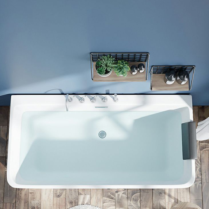 Modern Antique Finish Soaking Bathtub Rectangular Back to Wall Tub