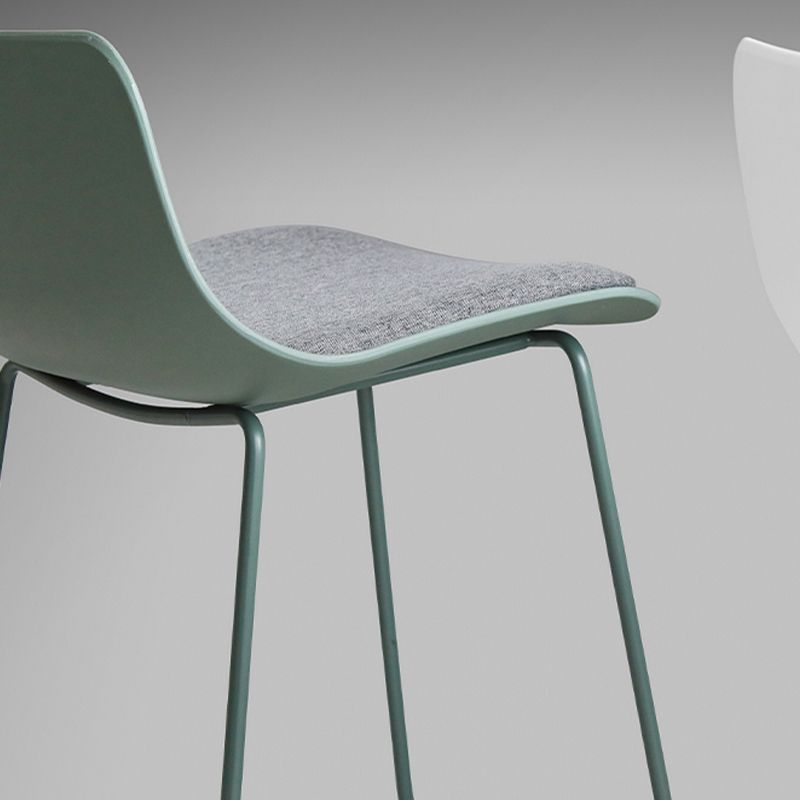Industrial Indoor Armless Stool Plastic Bar Stool with Upholstered