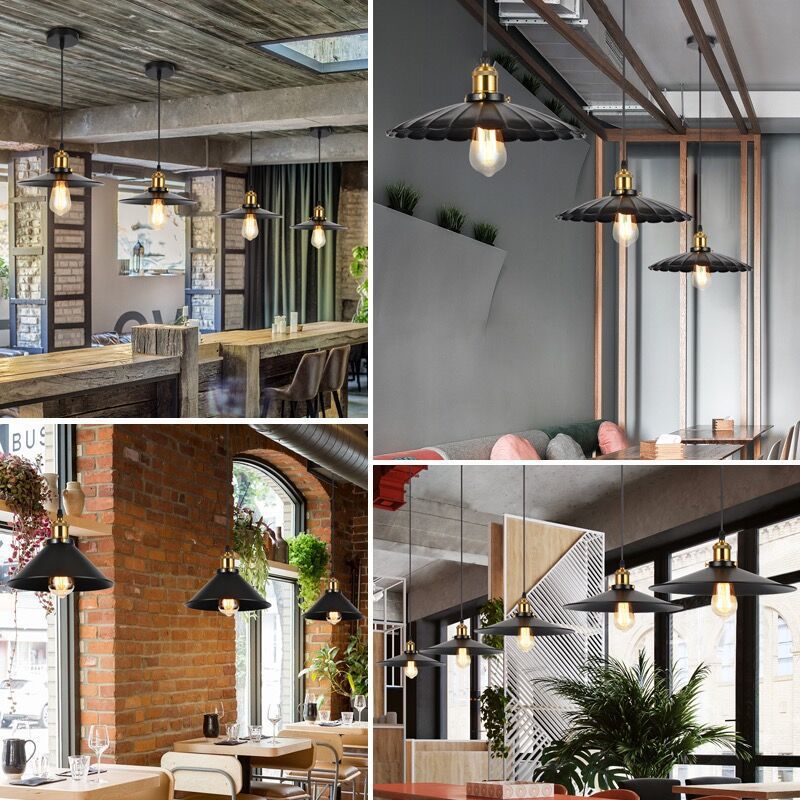 Shade Pendant Light Fixtures Industrial Vintage Style 1 Light Metal Pendants for Dinning Room