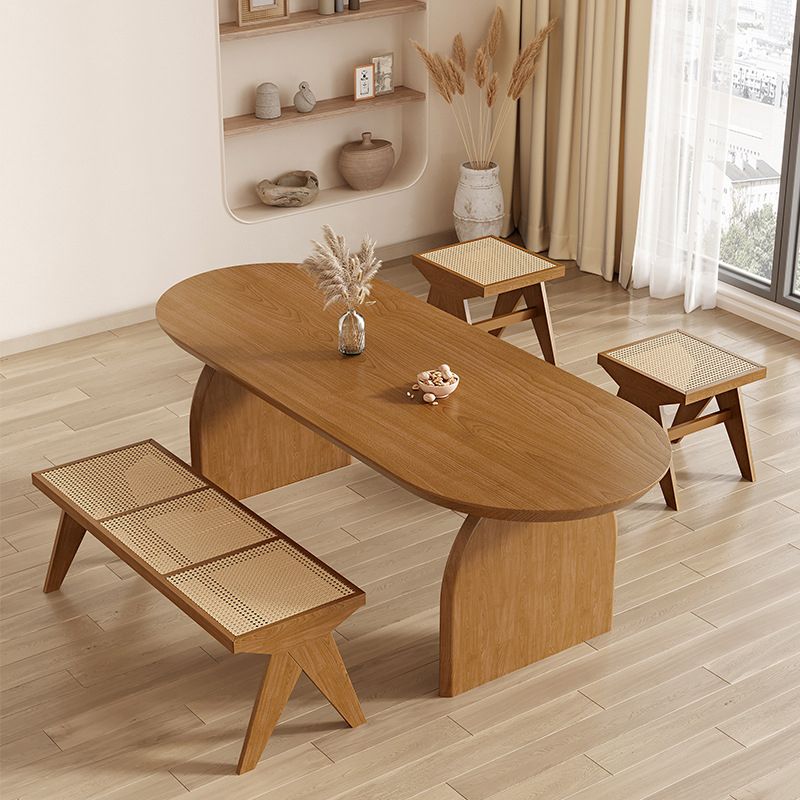 Dining Room Oval Dinner Table Kitchen Solid Wood Dining Table