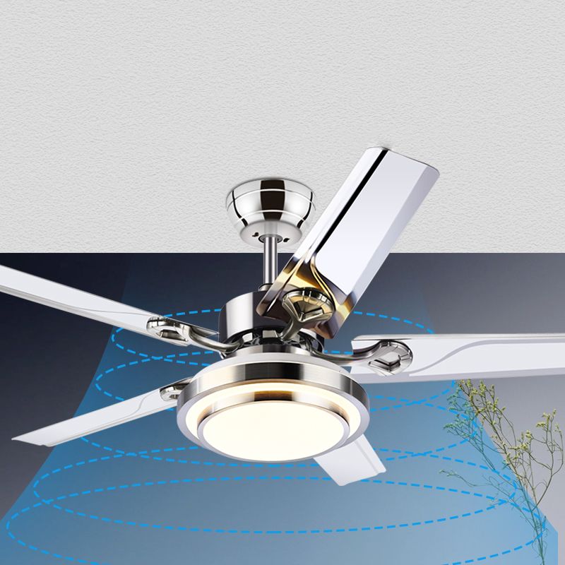 Unique Shape Metal Ceiling Fan Lighting Kids Style 1 Light Ceiling Fan Light in Silver