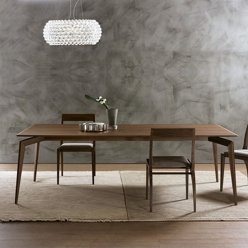 Modern Rectangular Dark Brown Wooden Dining Table with 4 Foot