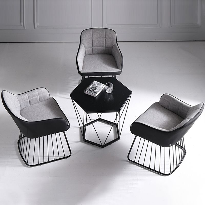 Industrial Metal Base Dining Chair Upholstered Dining Arm Chair