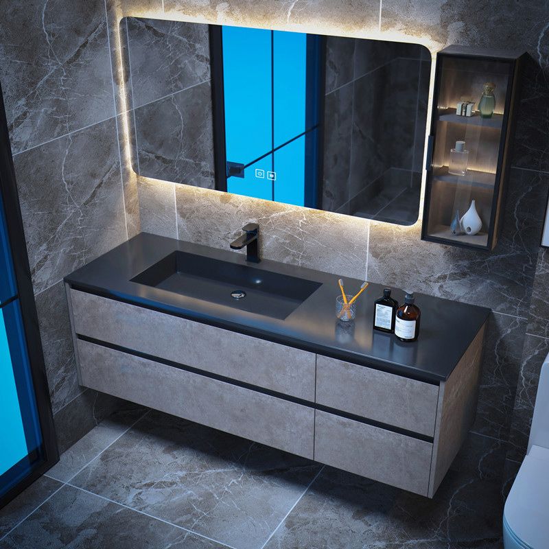 Modern Bathroom Sink Vanity Limestone with Mirror and 4 Drawers Bathroom Vanity Set