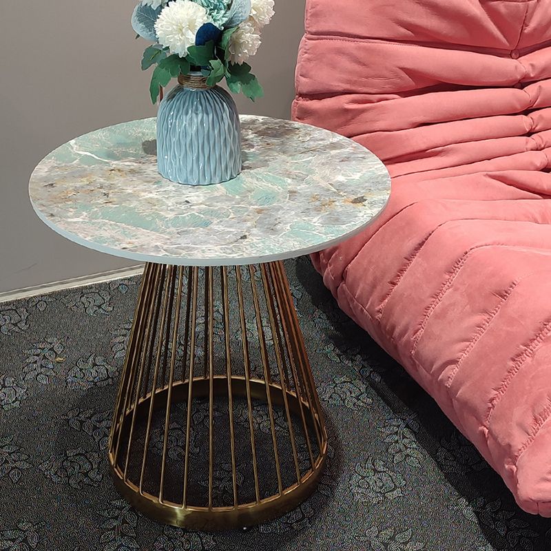 Modern Round Stone End Table Dia 17.7"/19.7" Frame Side Table
