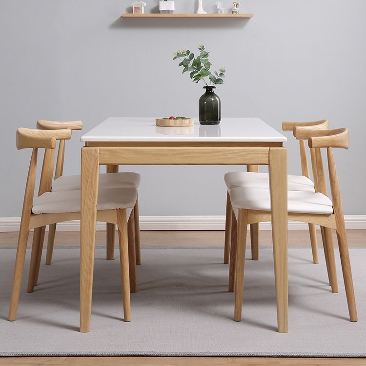 Table à manger rectangulaire du milieu du siècle, table en marbre avec base à 4 pieds pour la maison